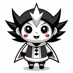 cute cartoon smile character Illustration black and white drawing