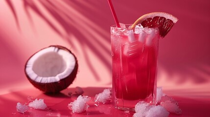 Tropical coconut juice cocktail drink. Generative ai