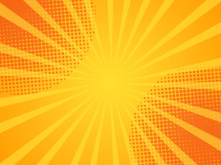 Orange and yellow rays with halftone effect