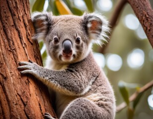 Fototapeta premium A Koala Climbing a Tree