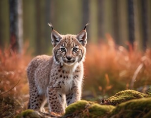 A young lynx in the woods