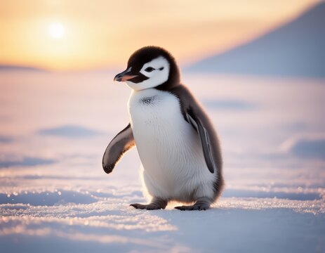 Adorable Penguin Standing in Snow