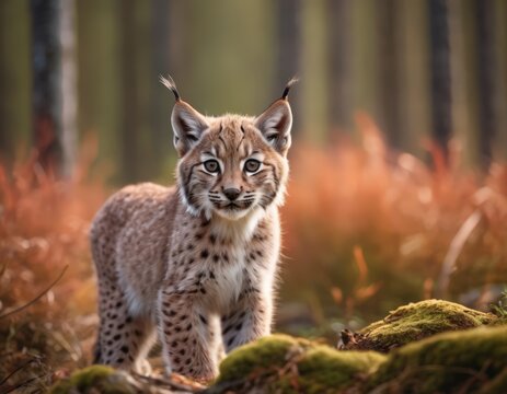 A young lynx in the woods
