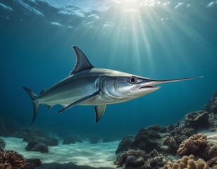 Fototapeta premium A Shiny Fish in the Ocean