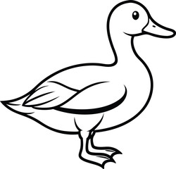 Duck outline full body high detail vector