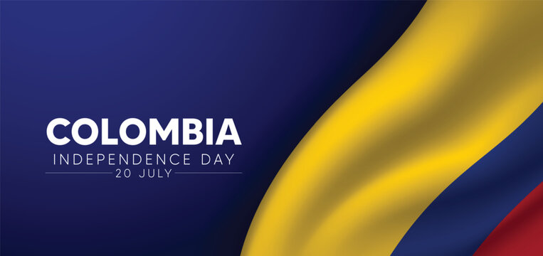 Colombia Independence Day 20 July waving flag vector background
