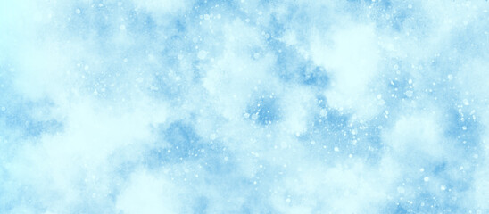 Obraz premium creative brush painted aquarelle light sky blue glitters, blurred and grainy Blue powder explosion, watercolor abstract grunge blue paper texture painting background, Natural and cloudy fresh sky.