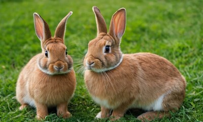 Fototapeta premium Two Brown Rabbits