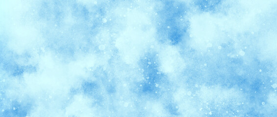 creative brush painted aquarelle light sky blue glitters, blurred and grainy Blue powder explosion, watercolor abstract grunge blue paper texture painting background, Natural and cloudy fresh sky.