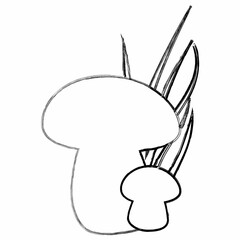  Mushrooms in the grass design for banners and menus.