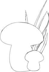  Mushrooms in the grass design for banners and menus.