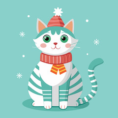 christmas-cat-mint-background