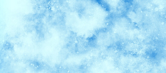 creative brush painted aquarelle light sky blue glitters, blurred and grainy Blue powder explosion, watercolor abstract grunge blue paper texture painting background, Natural and cloudy fresh sky.