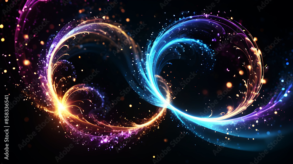 Wall mural generate an abstract background with a swirl of glowing particles in various sizes and colors. the l