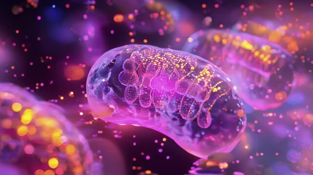 Highresolution animation of the proton pumps in the inner mitochondrial membrane actively transporting protons to create the proton gradient.