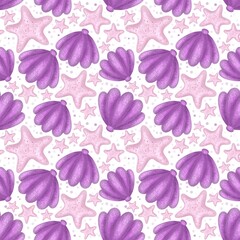 Seamless pattern shells wrapping paper 