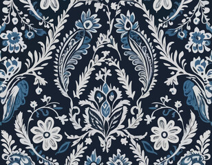 Indian Ikat floral paisley embroidery