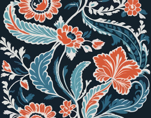 Indian Ikat floral paisley embroidery