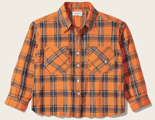 Orange plaid shirt with pockets