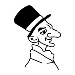 Cartoon style character with a big nose 