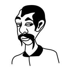 Ugly cartoon character of moustache man 