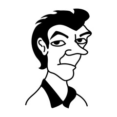 Cartoon character of hideous man with sharp nose 