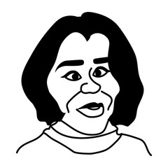 Cartoon character of big face ugly woman 