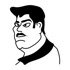 Cartoon character of fat man with ugly face 
