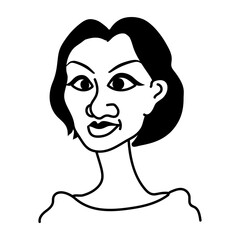Cartoon style character showing ugly woman face 