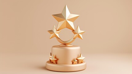 Golden trophy with star on pedestal, denoting achievement
