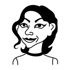 Ugly girl with short hair, doodle style character 