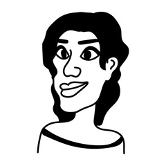 Doodle icon showing unattractive woman with big lips 