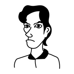 Cartoon character of ugly boy feeling bored 