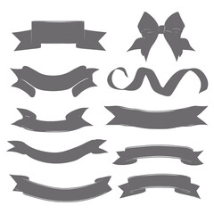Banner ribbon set silhouette vector black shape