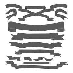 Banner ribbon set silhouette vector black shape