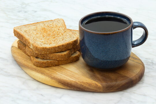 delicious hot premium coffee with toasts