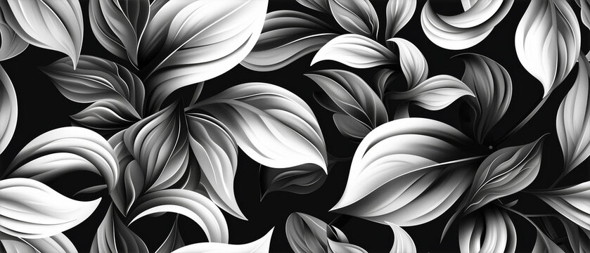 1930's B&W floral design and graphic pattern. Art Deco inspired wallpaper and resource background.