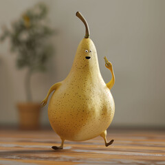 Poire en 3D qui a une id&eacute;e lumineuse