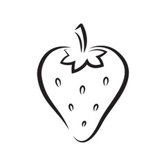 strawberry vector illustration, black outline isolated on white background, design for logo, icon,poster,card