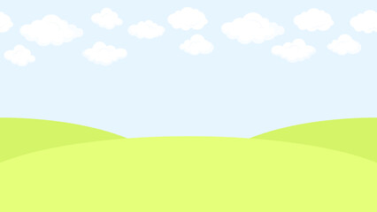 Green field and blue sky landscape seamless border