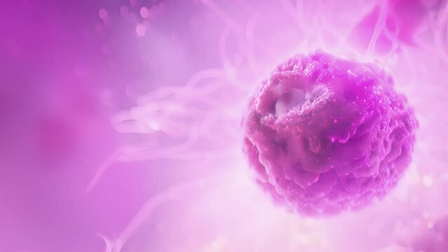A detailed view of the delicate manipulation of a somatic cell during the nuclear transfer process.