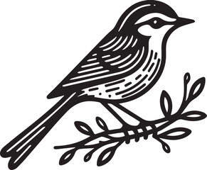 bird on a branch silhouettes vector illustration