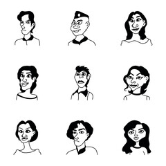 Set of Ugly Personalities Doodle Icons 

