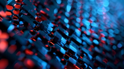Fototapeta premium Abstract Blue and Red Hexagon Pattern - 3D Render