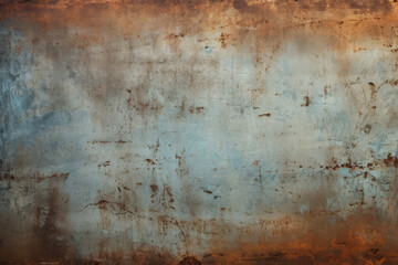 Fototapeta premium Processed collage of old rusty metal sheet texture in daylight. Background for banner