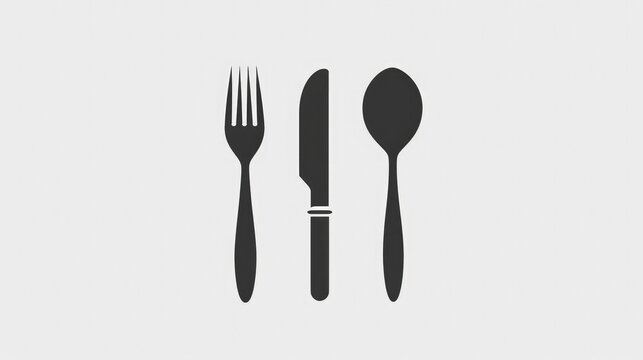 logo of cutlery, spoon fork knife in the shape, flat design, bkack and white illustration