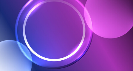 Neon glass circle copyspace for your text or product presentation geometric background. Vector illustration For Wallpaper, Banner, Background, Card, Book Illustration, landing page