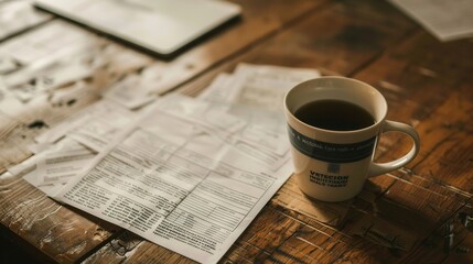 A voter guide with information about candidates and issues, laid out on a kitchen table with a cup of coffee