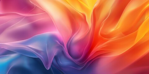 Naklejka premium Vibrant Flowing Fabric Background. A stunning display of colorful, abstract fabric waves creating a dynamic and vivid visual. For backgrounds, creative design projects, and artistic presentations