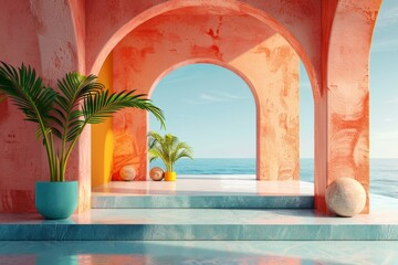 Obraz premium Tropical Oasis Under Arched Sky